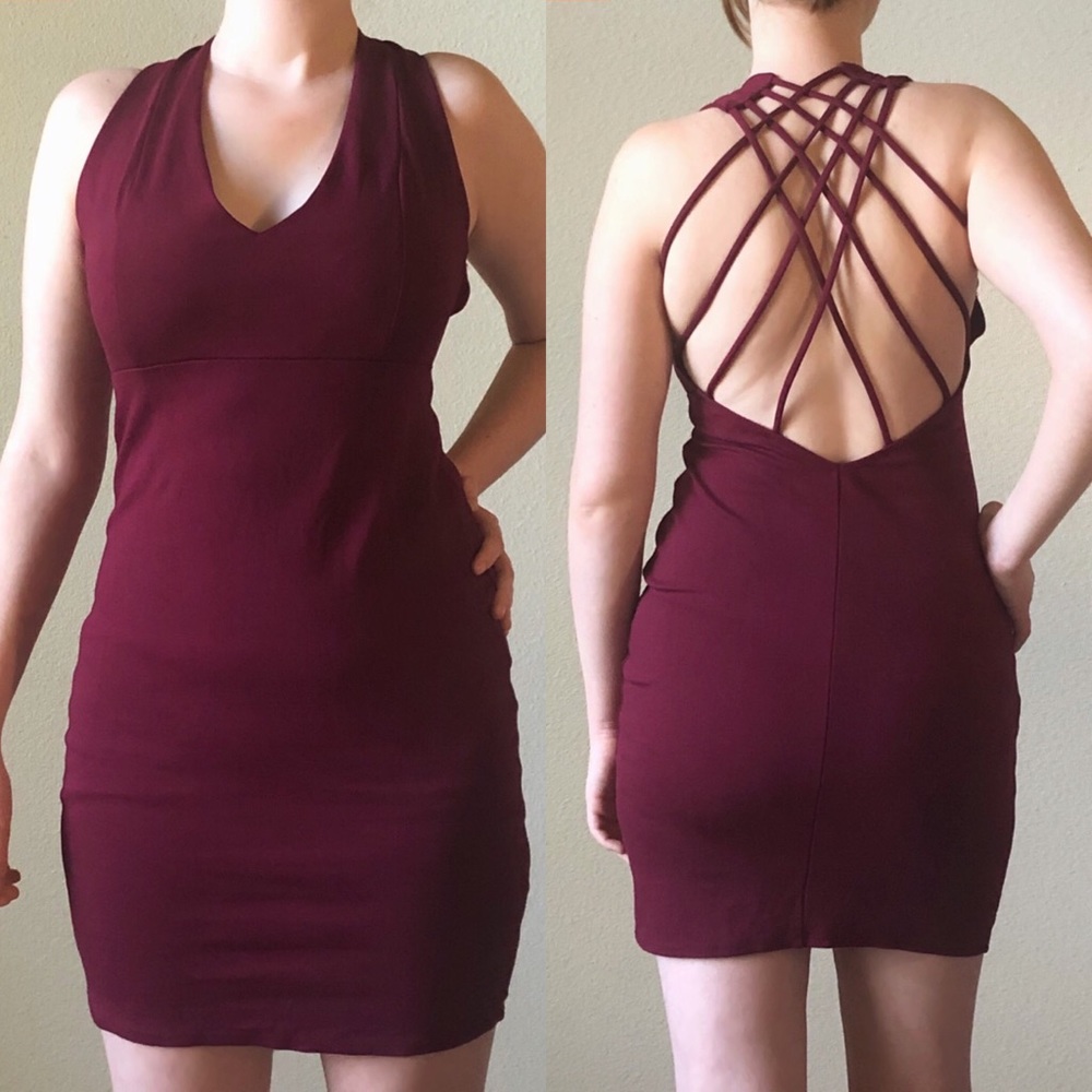Lulus Forever Fierce Bodycon dress in burgundy - Picture 1 of 8